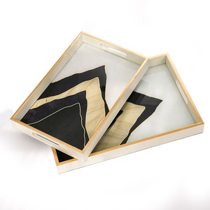 Nguồn Cung Cấp Kính Sang Trọng Khay Đá Cẩm Thạch Cho Ngôi Nhà Khách Sạn Trang Trí Nội Thất Tùy Chỉnh In Trang Trí Phục Vụ Khay Bộ - Product Image 5