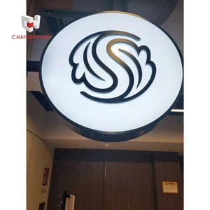 Circle Led Sign Board Signage Outdoor Wall Side Hanging Water Proof Round Plastic Double Side Light Box