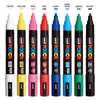 Ensemble de marqueurs à peinture acrylique Uni Posca 5M avec pointes réversibles pour fournitures artistiques, peinture sur tissu, marqueurs pour tissu, stylo à peinture