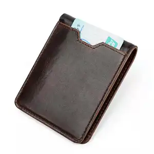 Professional China Manufacturer Genuine Leather Men Cow Leather Short RFID Blocking Bifold Stylish Men's Card Holder Wallet