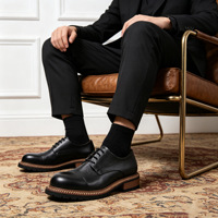 Chaussures Derby en Cuir Vintage de Luxe pour Hommes, Respirantes, à Lacets, Antidérapantes, Légères, pour le Bureau et la Carrière, Vente en Gros Personnalisée