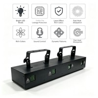 Laser de scène animé RVB 4 têtes 12W pleine couleur avec scanner DMX512 et contrôle sonore pour club, discothèque, bar, fête