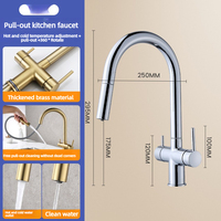 Robinet de cuisine en laiton de haute qualité, 3-en-1, double commande avec mélangeur eau chaude et froide, robinet d'eau purifiée pour évier – Vente en gros