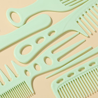 Logo personnalisé 6pcs Set Peignes Pas Cher Bonne Qualité Noir Afro Peigne à Dents Larges pour Cheveux Longs Bouclés Plastique Afro Pick Peigne Ensembles