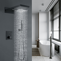 Système de douche mural thermostatique avec pommeau de douche pluie, cascade et brume pour salle de bain