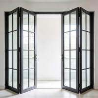 Puerta Plegable de Aluminio y Vidrio con Aislamiento Térmico y Acústico, Estilo Francés, Decorativa, para Balcón de Villa, Sala de Estar, Interior