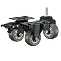 1.5 2 "Petites roulettes TPR légères équipées de freins, silencieuses et respectueuses du sol pour les mini chariots de stockage Chariots utilitaires légers