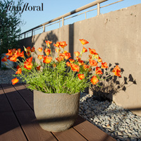 Bunga Poppy California Asli dari Produsen, Escholzia 3 Cabang, Daun Sutra Realistis Buatan Tangan, Gaya Cottagecore, Bunga Liar