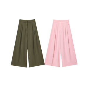 KAR & OT ZA 2025 autunno nuovo temperamento Casual alla moda <span class=keywords><strong>a</strong></span> pieghe <span class=keywords><strong>a</strong></span> vita alta pantaloni 87058641 87078640 - Product Image 1