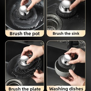 Silicone Kitchen <b>Cleaning</b> <b>Brush</b> Stainless Steel Wire <b>Brush</b> for Dishwashing Dishwasher Safe - Product Image 4