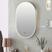 Miroir de salle de bain minimaliste LED anti-buée IP44 moderne, mural, ovale, éclairé