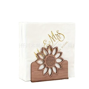 Wooden Sunflower Tissue Holder 12.3x5.8x10.5cm Free <b>Standing</b> Creative Home Kitchen Table Decor Brown Laser Engraved - Product Image 2