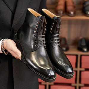 Bottes Chelsea montantes pour hommes, style mode, en cuir véritable fait main, respirantes, classiques et officielles - Product Image 4