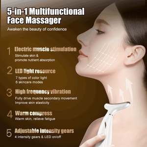 Masajeador multifuncional para levantamiento de cara y cuello, escultor facial de 7 colores para estiramiento de la piel - Product Image 2