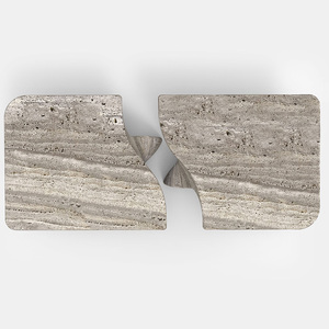 Kumusi โต๊ะรับประทานอาหาร Grey travertine โต๊ะในครัวหินธรรมชาติหรูหราที่กำหนดเอง - Product Image 4