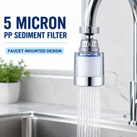 Filtre à eau pour robinet de 5 microns avec noyau filtrant en PP et adaptateur universel pour usage domestique, filtration des sédiments