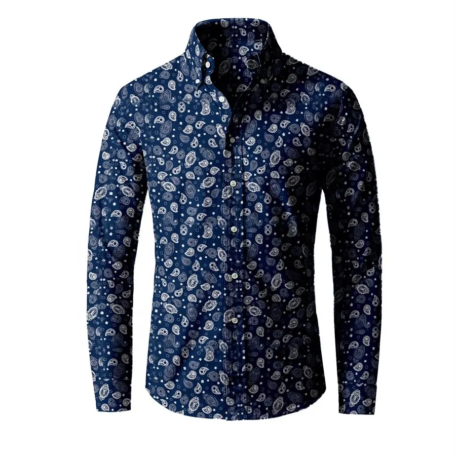 2020 Top Sale Newest Australian style 100% cotton Casual Basic Long Sleeve printed Men shirt for Wholesale Mens shirt