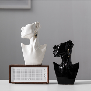 Faccia laterale in bianco e nero di grandi dimensioni <span class=keywords><strong>con</strong></span> orecchini <span class=keywords><strong>vaso</strong></span> in ceramica artistica vetrina in stile nordico di moda - Product Image 3