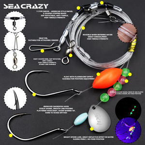 OEM 61.01 pulgadas S-531 Aparejo para Pez Espada con Cuentas de Colores, Anzuelo Octopus 3/0, Cuchilla con Cuentas Luminosas, Diseñado para Pesca en Agua Salada y con Características Especiales - Product Image 4