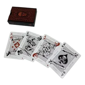 Manufacturer Custom High Quality Cool Black Skeleton Head Playing Cards For Adult Printing Design Logo Professional Playing Card