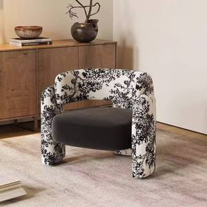 Fauteuil d'appoint moderne rembourré en tissu avec accoudoirs en forme de barillet pour salon, chambre et hôtel - Product Image 6