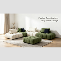 Modernes Modulares Sofa-Set Creme-Grün Farbblock Weich Gepolsterte Wohnzimmermöbel Flexible Kombination Keine Montage Erforderlich