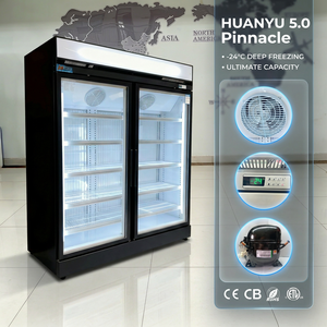 Congélateur vertical commercial pour supermarché, 2 portes, <span class=keywords><strong>ventilé</strong></span>, à refroidissement par air, avec contrôleur numérique, grande capacité, vitrine - Product Image 2
