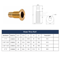 Nouvelle Raccordement traversant de coque en laiton pour tuyau, 1-1/2"x1-1/2" pouces, pour port de gouvernail marin, accessoires de plomberie marine, approvisionnement direct