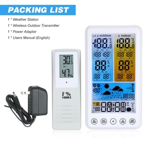 Kỹ thuật số điện tử không dây DCF đài phát thanh kiểm soát Trạm thời tiết LCD màu dự báo lịch snooze Đồng hồ bàn với cảm biến - Product Image 4