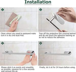 Modern Eco-Friendly 4-Piece Stainless Steel Self Adhesive <b>Towel</b> <b>Bar</b> Set with Black/Silver/Gold Options for Bathroom Hardware - Product Image 5