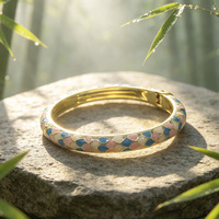 Nouveau bracelet ouvert pour femme Cicily, motif écaille de dragon, émail, goutte d'huile, plaqué or, style rétro géométrique, vente en gros directe usine