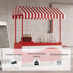Carretto ambulante in ferro battuto con tettoia a strisce per mercati di strada, festival e vendita di <span class=keywords><strong>snack</strong></span> - Product Image 6