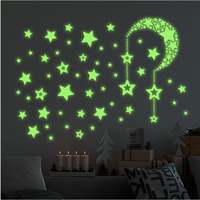 Autocollants Lumineux Étoiles et Lune Fluorescents Écologiques en PVC Imperméable pour Décoration Intérieure Chambre d'Enfants