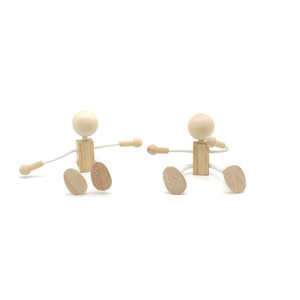 Bambole in Legno Naturale Articolate Non Finite, Ornamenti Pieghevoli, Giocattoli Fai-da-Te per Bambini, Bambole in Legno dal Design Carino - Product Image 1