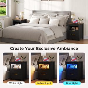 Dystler Nightstand With Gun Drawer Wood Modern Lockable <b>Bedside</b> <b>Table</b> - Product Image 3