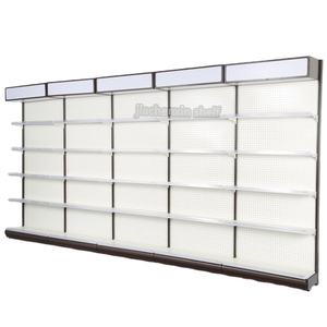 חנות מכולת אופנתית יחידת מדפי גונדולה למדפי תצוגה בסופרמרקט מתכת למכירה מדפים קמעונאיים זהב עם אורות - Product Image 1