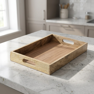 Bandeja Rectangular de Madera para Servir con Asa, Acabado sin Tratar, para Uso Residencial - Product Image 2