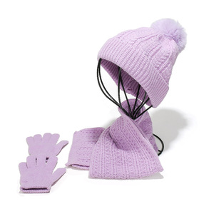 Conjunto de tres piezas de Otoño Invierno para niños <span class=keywords><strong>y</strong></span> niñas, gorro de punto, <span class=keywords><strong>bufanda</strong></span>, guante, engrosamiento, cálido, para bebés <span class=keywords><strong>y</strong></span> niños - Product Image 4
