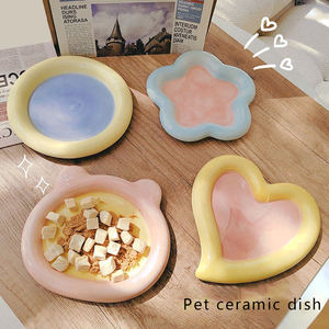 Atacado <span class=keywords><strong>pet</strong></span> food kitchenware bonito <span class=keywords><strong>pet</strong></span> tigelas cerâmica pintados à mão gato jantar placa cerâmica cão tigela cão lanche placa - Product Image 2