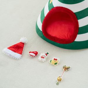 Lit pour chat en forme de sapin de Noël, <span class=keywords><strong>maison</strong></span> pour chien d'intérieur, tente igloo portable verte pour animaux de compagnie, niche pour chatons et petits animaux - Product Image 3