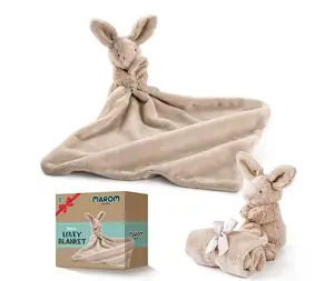 Tbm yüksek kaliteli doğal malzeme özel etiket yumuşak tavşan güvenlik örtüsü yorgan tavşan peluş oyuncak kız erkek yenidoğan