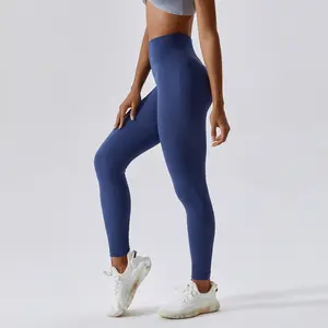 Leggings collant personalizzati OEM dal Design unico per le donne Leggings con contorno a coste senza cuciture Yoga Fitness Scrunch