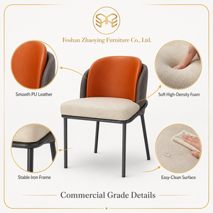 Silla de Comedor Comercial, Tapizada en Cuero PU, Base de Hierro, Espuma de Alta Densidad, Muebles para <span class=keywords><strong>Restaurante</strong></span>, Cafetería, Hotel, OEM - Product Image 2