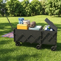Chariot de Vente Professionnel avec Auvent et Table Pliante, Chariot Roulant Pliable pour Vente Ambulante et Activités Extérieures