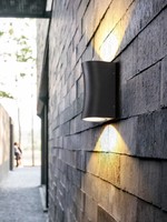 Lámpara de Pared Exterior LED Moderna, de Aluminio, con Energía Solar, Impermeable, Forma de Cilindro, para Calle y Jardín, Instalación en Pared