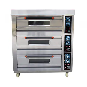 3 Dek Komersial Mesin Pembuat Roti Gas/Elektrik Tersedia Oven Roti 9 Loyang Roti Mesin Pembuat Roti untuk Iklan