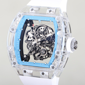 <span class=keywords><strong>Montre</strong></span> de luxe pour homme avec boîtier en cristal saphir transparent, bracelet en caoutchouc blanc, <span class=keywords><strong>montre</strong></span> élégante avec calendrier, <span class=keywords><strong>montre</strong></span> de business - Product Image 2
