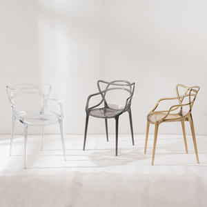 Silla de comedor moderna de plástico transparente con respaldo, muebles minimalistas de estilo nórdico para el hogar, uso para adultos, diseño ligero de lujo - Product Image 1