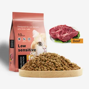 OEM Pet Cat Food Factory Good Price Nutrition Balance High Quality Round Beef Flavor Pet Cat Dry Food Main Food