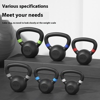 Kettlebell de musculation à domicile en fonte, noir mat, à base plate, avec poignée large, codée par couleur, en gros, de 4 à 28 kg, en lots de 2 kg
